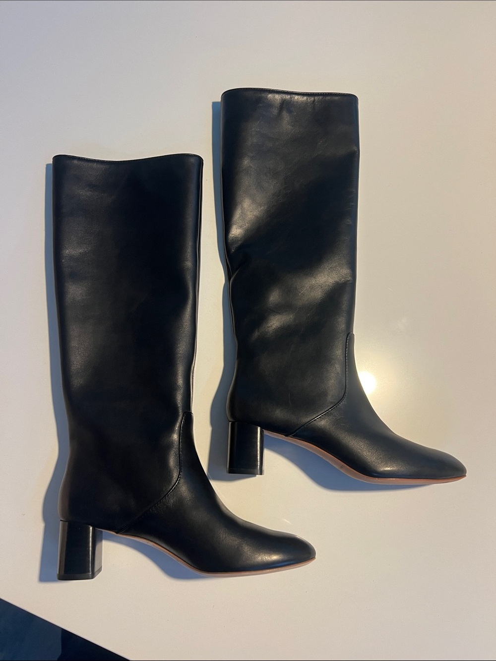 Loeffler Randall gia tall black leather knee high block heeled boots size 6.5 - Picture 4 of 15